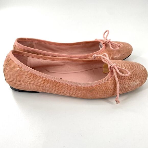 Patricia Green Ballet Flat Snake-Skin Bowtie Pink Size 7.5M - Picture 1 of 10